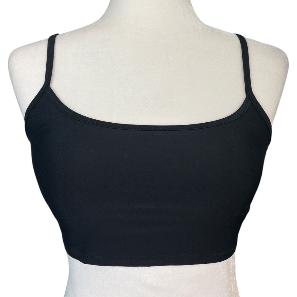 Aerie Women's Scoop Bikini Top Solid Black Size Small Swimming Bralette Longline